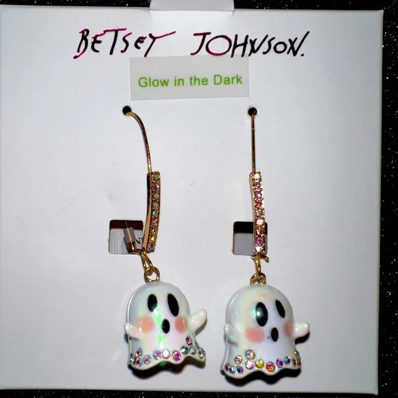 Betsey Johnson Ghost Dangle Earrings glow in the Dark - Picture 1 of 4